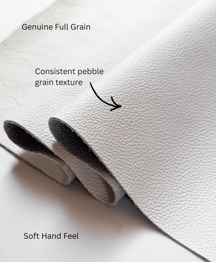 12'' x 24'' Genuine Full Grain Cowhide Leather Sheet — Soft Leather for Upholstery Repair, Handbags, Wallets, Sewing, Crafts, & DIY Projects — 1.1-1.3mm (3oz) Pre-Cut (White, 3 Pieces) - color: White, size: 3 Pieces