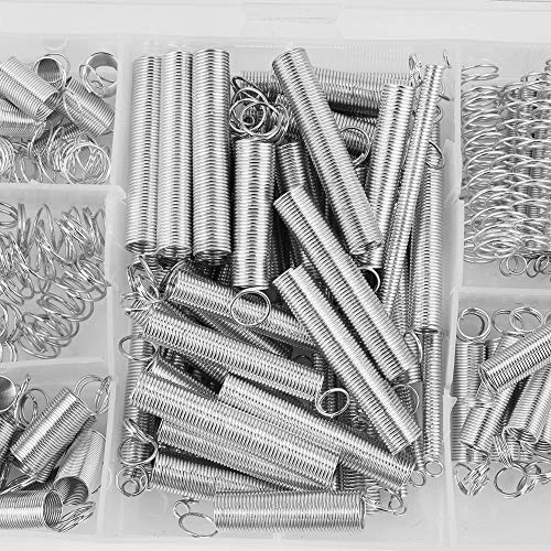 Oumefar 200pcs/set Springs Assortment Kit Good Elasticity Extension Spring Hook Zinc Plated Compression Springs Kit with Box for Toys Clamping Tools
