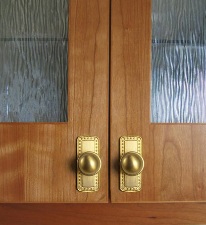 6 Pack Brushed Gold Cabinet Knobs with Backplate Round knob - color: Brushed Gold, style: Beadedge