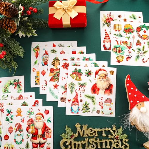 Dispowreath 25 Sheets Christmas Rub on Transfers for Crafts and Furniture - style: Xmas Tree