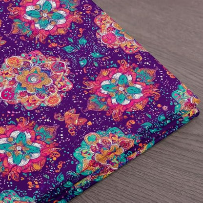 Mandala Fabric By The Yard, Boho Floral Upholstery Fabric, Retro - color: Multi 16, size: 10 Yards