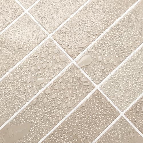 Alwayspon 12×12inch×10Pcs 2.5mm Thick Version Beige 3D Vinyl Backsplash Tiles, Self-Adhesive Peel and Stick Wall Tile Stickers Stick on Subway Tiles for Kitchen Bathroom Wall - color: Beige