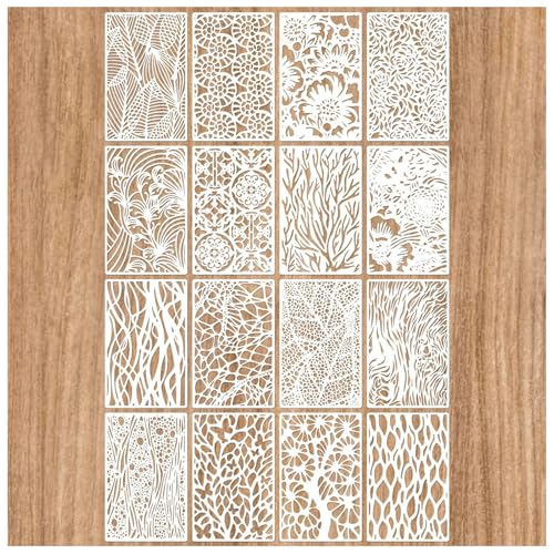 16 Pieces Stencils for Painting,Abstract Texture Mixed Media Art Supplies. - color: 16PCS-A