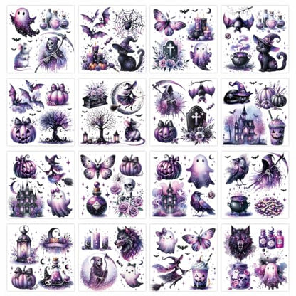 16 Pcs Halloween Rub on Transfers for Crafts Furniture DIY - color: Halloween Cat