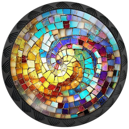 4 Pack Stained Glass Spiral Cabinet Knobs for Kitchen Bathroom - size: 4PCS - 1.37"L x 1.1"W