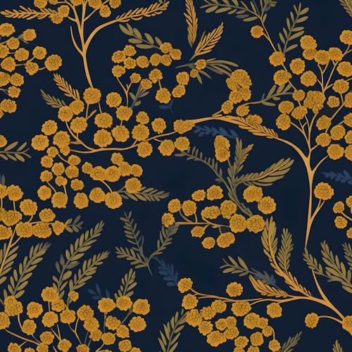 Blue Boho Floral Peel and Stick Wallpaper 17.5" x 393.5" - color: Blue, size: 393.5" x 17.5"