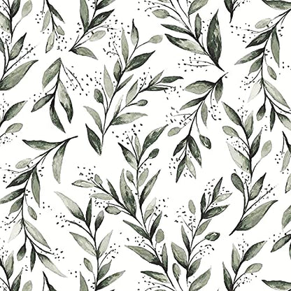 Livebor Green Leaf Wallpaper Peel and Stick Olive Wallpaper17.7” x 118.1” - color: A-Green, size: 17.7" x 118.1"