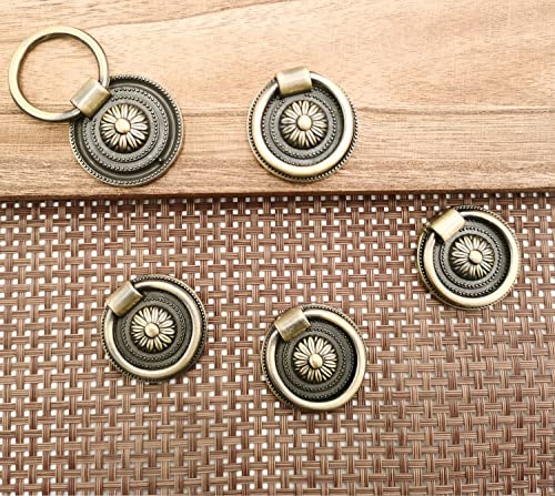 24 Pcs Antique Drawer Pull Ring Cabinet Ring Handle Cabinet Drawer Dressing Knob Handle Antique Brass, - color: 24 Pcs Bronze Color