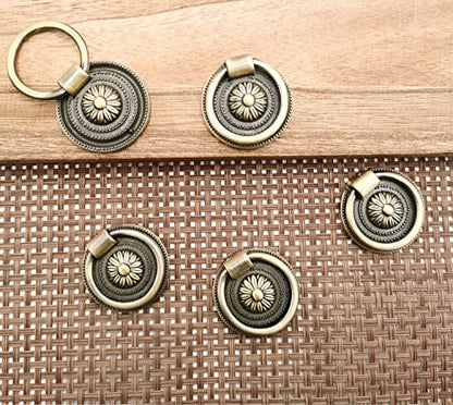 24 Pcs Antique Drawer Pull Ring Cabinet Ring Handle Cabinet Drawer Dressing Knob Handle Antique Brass, - color: 24 Pcs Bronze Color