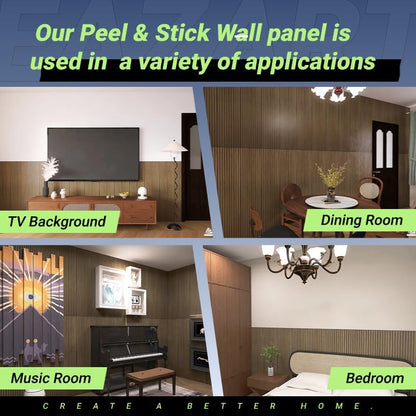 Modern Wood Slat Wall Panels, Peel and Stick Acoustic Panels, Self-Adhesive Wall Covering and Easy Installation, 47.24x11.82in. 8-Pack Natural Wood Finish(Walnut) - color: Walnut