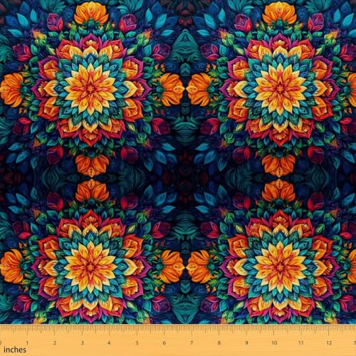Erosebridal Boho Floral Upholstery Fabrics Colorful Flowers Fabric - color: Multi 10, size: 10 Yards