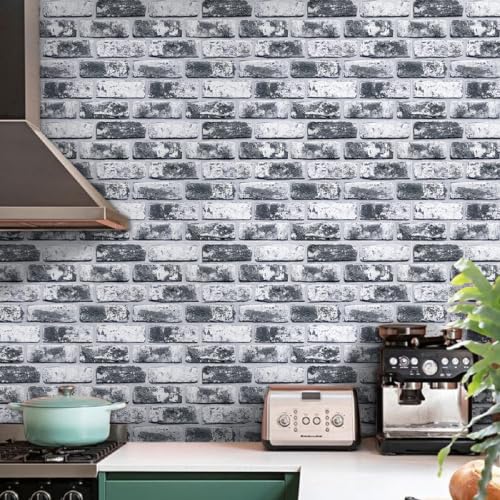 Commomy Faux Brick Panels Peel and Stick Wall Stickers 10 Pcs 11.8" x 11.8" - color: Brick-gkZ