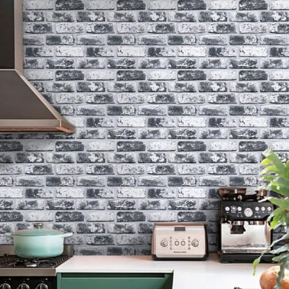 Commomy Faux Brick Panels Peel and Stick Wall Stickers 10 Pcs 11.8" x 11.8" - color: Brick-gkZ