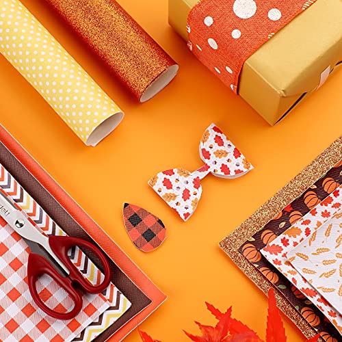 Frienda 12 Pcs Thanksgiving Fall Faux Leather Sheets Fall Leaves Pumpkin