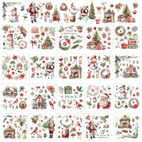 Dispowreath 25 Sheets Christmas Rub on Transfers for Crafts and Furniture - style: Santa Claus