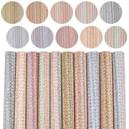 10 Colors 11.8 x 8.3 Inch Woven PU Leather Sheets for Crafts Soft Leather Fabrics Waterproof Braided Texture Colorful Microfiber Leatherette Rolls for Handicraft DIY Projects ﻿Handbags Bows - style: woven pattern A