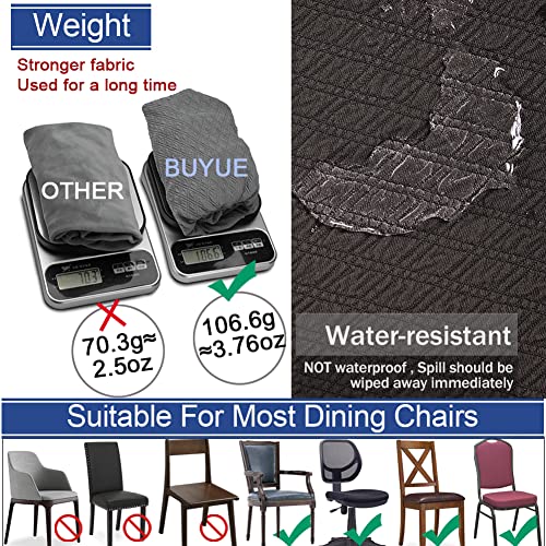 BUYUE Dining Room Chair Seat Covers Set of 6, TPU not Mixed, Friendly Jacquard Fabric Stretch Washable Slipcover for Kitchen Seat Cushions, Brown-6PCS - color: Brown, size: 6pcs