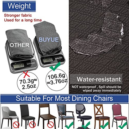 BUYUE Dining Room Chair Seat Covers Set of 6, TPU not Mixed, Friendly Jacquard Fabric Stretch Washable Slipcover for Kitchen Seat Cushions, Brown-6PCS - color: Brown, size: 6pcs