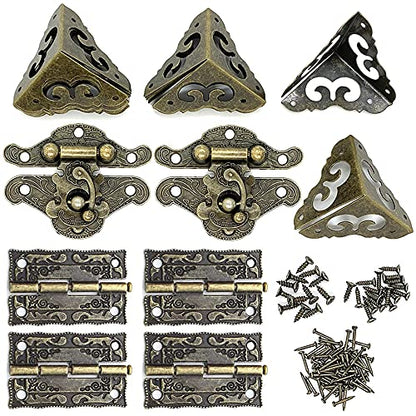 2 Set Retro Decorative Cabinet Jewelry Box Antique Latch Buckle, Hollow