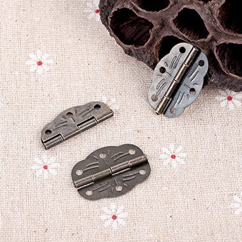 40Pcs Small Antique Hinges Bronze Jewelry Box Hardware for Wooden Boxes - color: Bronze