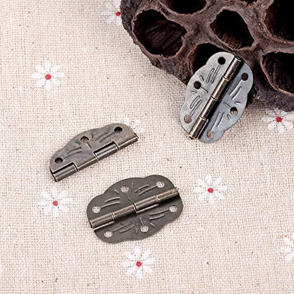 40Pcs Small Antique Hinges Bronze Jewelry Box Hardware for Wooden Boxes - color: Bronze