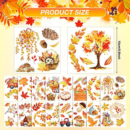 SATINIOR 16 Sheet Fall Autumn Rub on Transfer Sticker for Craft - style: Maple Leaf