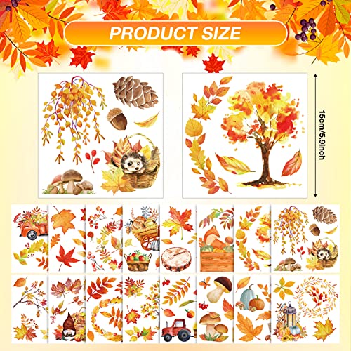 SATINIOR 16 Sheet Fall Autumn Rub on Transfer Sticker for Craft - style: Maple Leaf