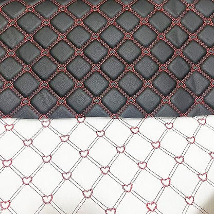 Quilted Foam Vinyl Fabric Heart Pattern with 0.23" Sponge Backing Faux Leather Fabric for Car Headliner, Furniture Upholstery, Headboards,Diamond 2" x 3" (Heart) - color: Heart