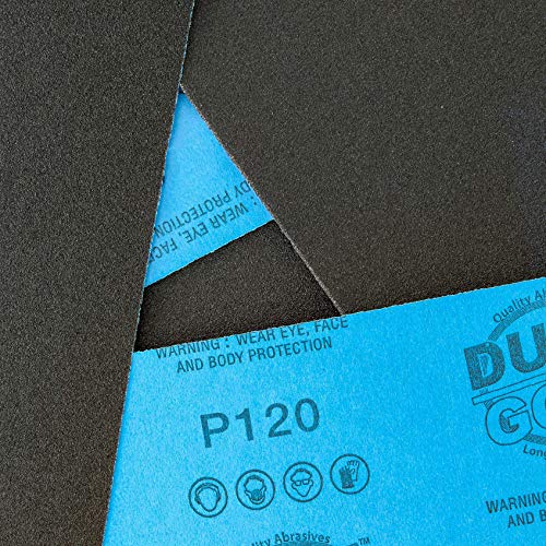 Dura-Gold 5-1/2" x 9" Wet or Dry Sandpaper Sheets, 120 Grit, Box of 15 - size: 120-Grit