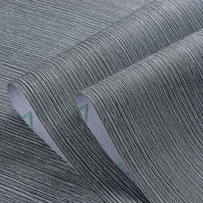 Haimin Grasscloth Wallpaper Textured 24in X 393in Fabric Contact Paper Gray Wall Paper Textured Linen Wallpaper Peel and Stick Self-Adhesive Thick Vinyl Embossed Film Wallpaper (Gray) - color: Gray and Black