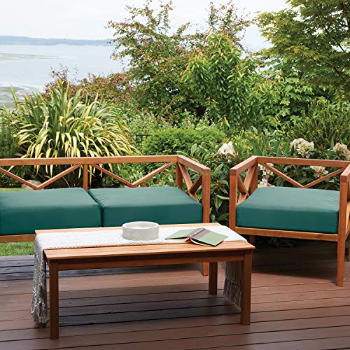 Classic Accessories Ravenna Water-Resistant 21 x 19 x 3 Inch Patio Seat Cushion, Mallard Green, Chair Seat Cushion - color: Mallard Green, size: 21"W x 19"D x 3"Thick