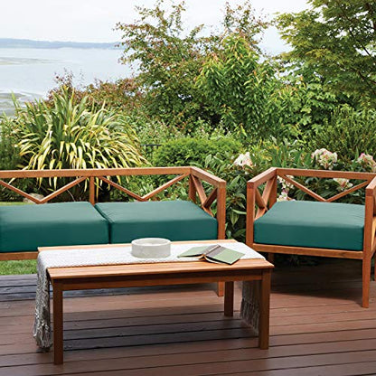 Classic Accessories Ravenna Water-Resistant 21 x 19 x 3 Inch Patio Seat Cushion, Mallard Green, Chair Seat Cushion - color: Mallard Green, size: 21"W x 19"D x 3"Thick
