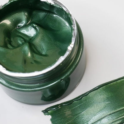 Shimmer Metallic Acrylic Paint Chalk Paste 1.7oz/50ml, Ideal for Wood/T-Shirts/Glass/Stone, DIY Crafts Projects Glitter Pearlescent Golden Pigment Suitable for Beginners Artists (Shimmer Green) - color: Shimmer Green