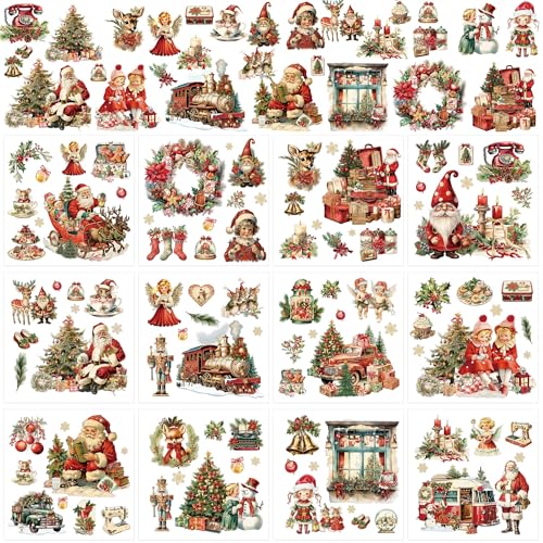 12 Pcs Santa Christmas Rub-On Transfers for Furniture & Crafts, 6 x 6 Inch - style: Christmas Santa