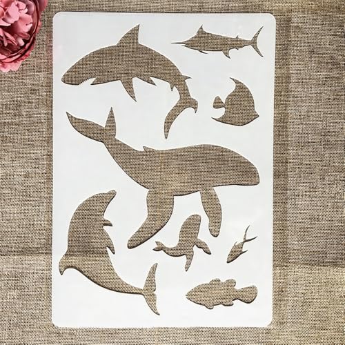 TIAMECH A4 Reusable Ocean Dolphin Stencil for Painting - style: Ocean Dolphin