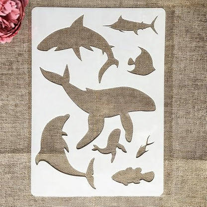 TIAMECH A4 Reusable Ocean Dolphin Stencil for Painting - style: Ocean Dolphin