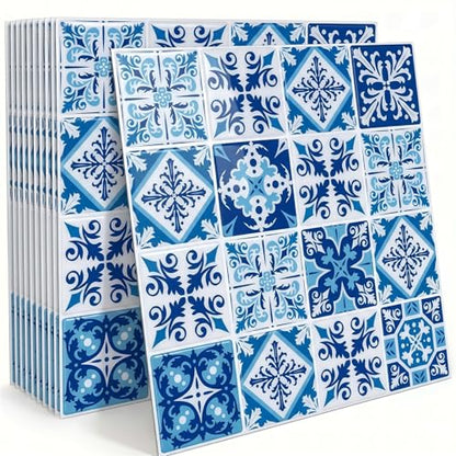 Arttown Peel and Stick 3D Wall Backsplash, 10-Sheet, 12" × 12" Cyan - color: Mediterranean, size: 10PC 12"x12"