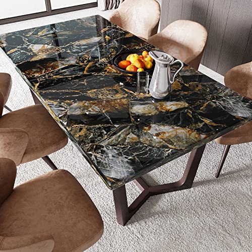 VEELIKE Slate Gold Marble Contact Paper for Countertops Waterproof 15.7''x354'' Glossy Marble Wallpaper Peel and Stick Countertops for Kitchen Bathroom Self Adhesive Counter Top Stick Paper for Table - size: 15.7" x 354"