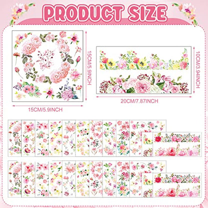 Frienda 24 Sheets Rub on Transfers for Crafts, Floral - style: Floral