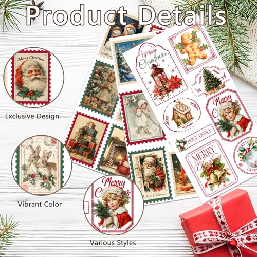PLIGREAT 3 Sheets Christmas Holiday Stamp Design Rub on Transfer Stickers for Crafts Santa Reindeer Tree Waterproof UV Rub on Decals for Furniture Cabinet Dressers Ceramic Scrapbooking Transfer Paper - style: Christmas Stamps
