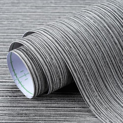Grasscloth Textured Wallpaper Dark Gray Linen Thick 24" X 394" Fabric Contact Paper Grassweave Removable Modern Self Adhesive Wallpaper for Walls Cabinets Bedroom Liners Fireplace - color: Dark Gray