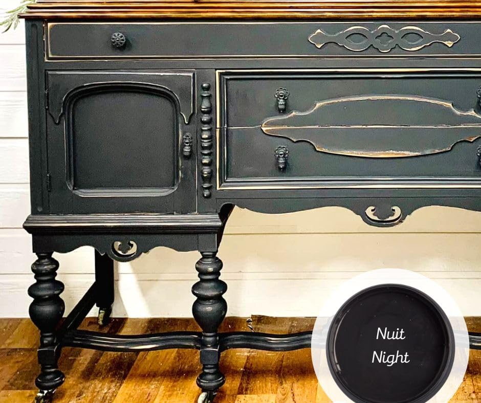 Colorantic-Bundle Dark Black Chalk Paint (Night,16 Oz) and Clear Wax (4 Oz)