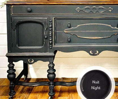 Colorantic-Bundle Dark Black Chalk Paint (Night,16 Oz) and Clear Wax (4 Oz)