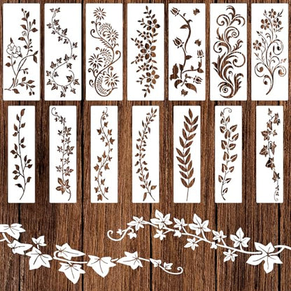 14 Pieces Leaf Vine Stencils for Painting Stencils for Crafts
