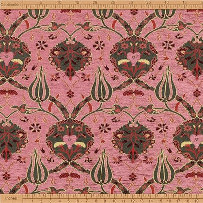 Floral Tulip Upholstery Fabric Bohemian Boho Tapestry Ottoman Turkish Navajo Moroccan Oriental Ethnic Upholstery Fabric by The Yard Meter (5 Yards (55" x 180")) - size: 5 Yards (55" x 180")