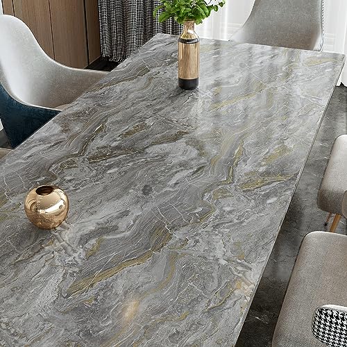 VaryPaper 15.7''x78.7'' Glossy Marble Countertop Contact Paper Waterproof Marble Wallpaper Peel and Stick Counter Top Covers Removable Self Adhesive Granite Vinyl Wrap for Kitchen Cabinets Desk Table - color: Glossy-Grey Gold, size: 15.7" x 78.7"