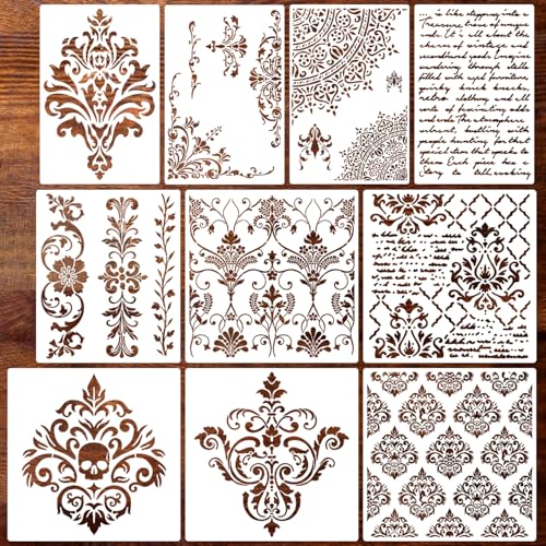 Damask Stencil Wall Stencils for Painting Large Pattern 12" - style: Damask