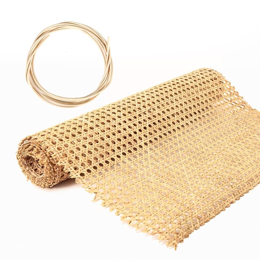 Cane Webbing,24" Width Natural Rattan Webbing Roll 3.3Ft Caning Material with 3/19" Groove Chair Caning Spline for Cabinet,Chair, Furniture,Wicker Projects - size: 24"Wx40"L(3.3ft)