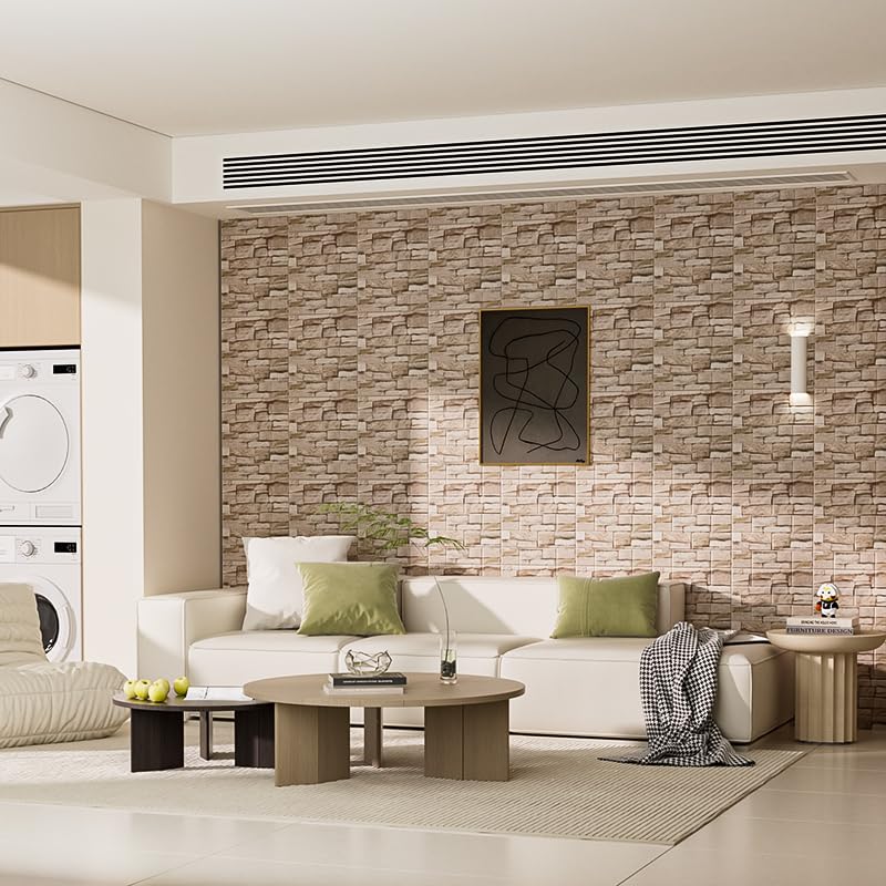 3D Wall Panels Peel and Stick Faux Foam Brick Wallpaper Covering - color: Retro brick rock, size: 40 Pcs