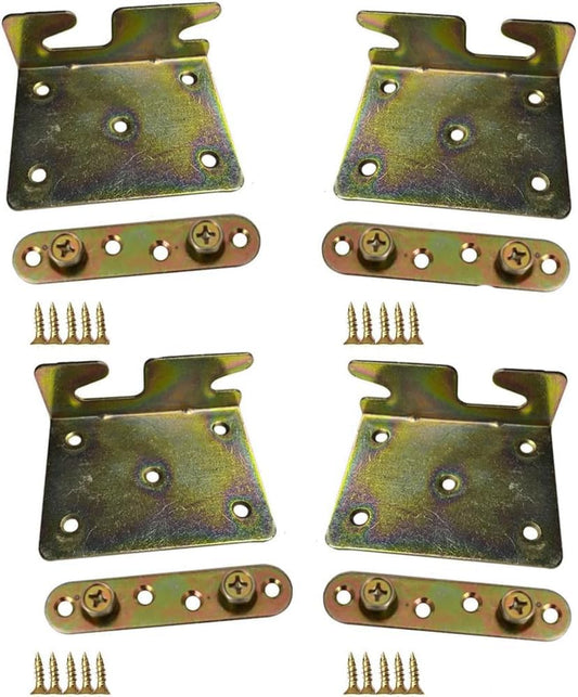 RUIAN Bed Hinge Universal C-Bed Rail Brackets Hinge 2 Hooks Heavy Duty for Bed Frames Headboard Footboard, 4Pcs - color: 4PCS,GREEN